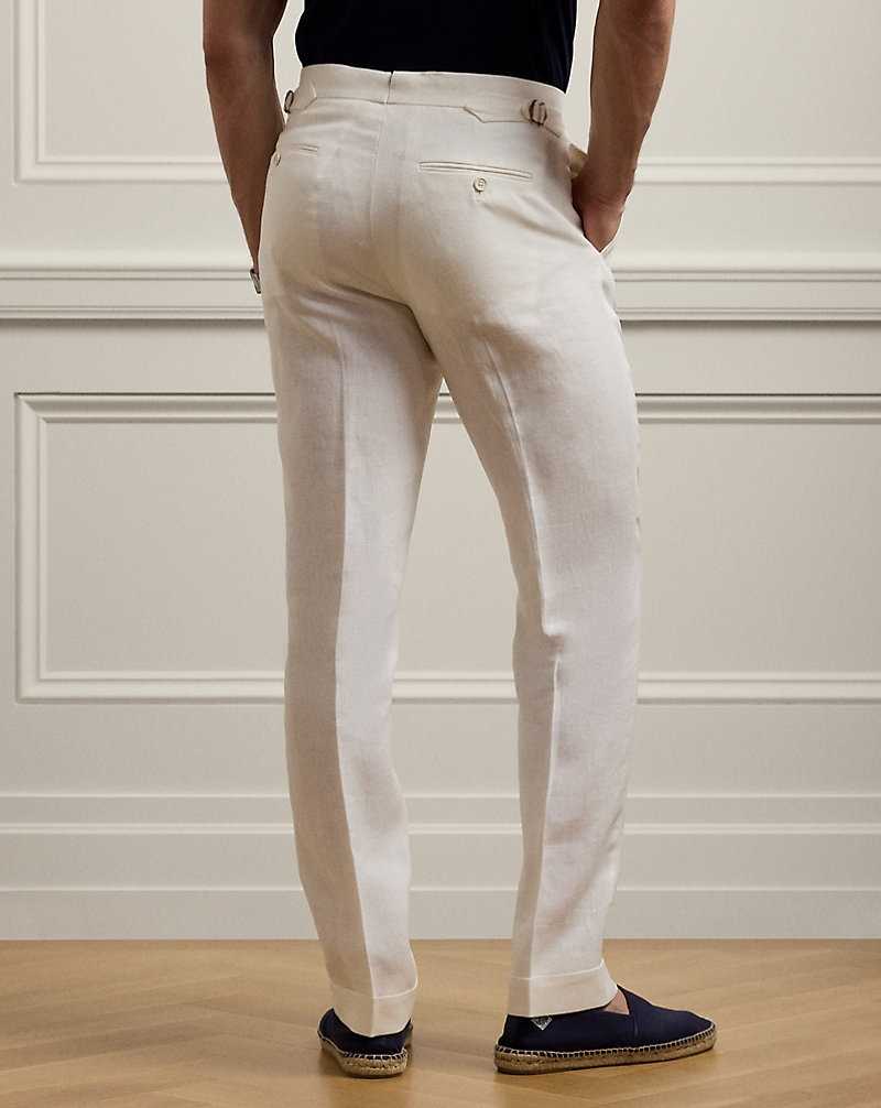 Pantalones Ralph Lauren Gregory Hand-Tailored Linen Hombre Blancos | SPUNHBK-61 - vista 4
