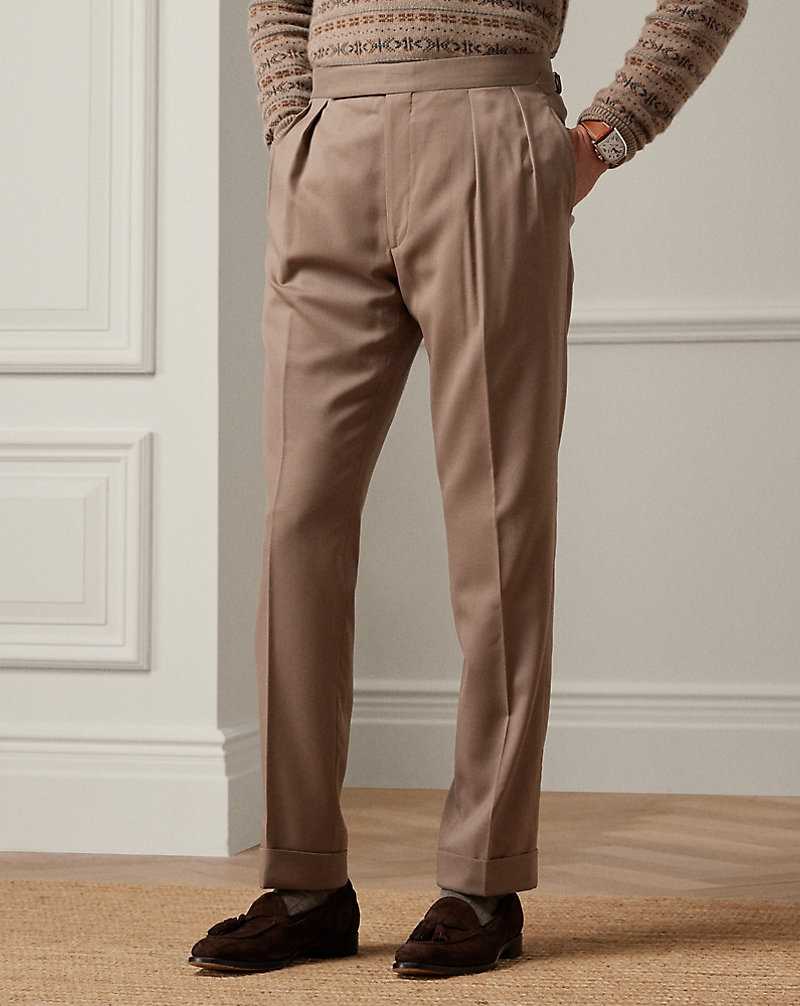 Pantalones Ralph Lauren Gregory Hand-Tailored Wool Hombre Taupe | XHDVRPY-15 - vista 3