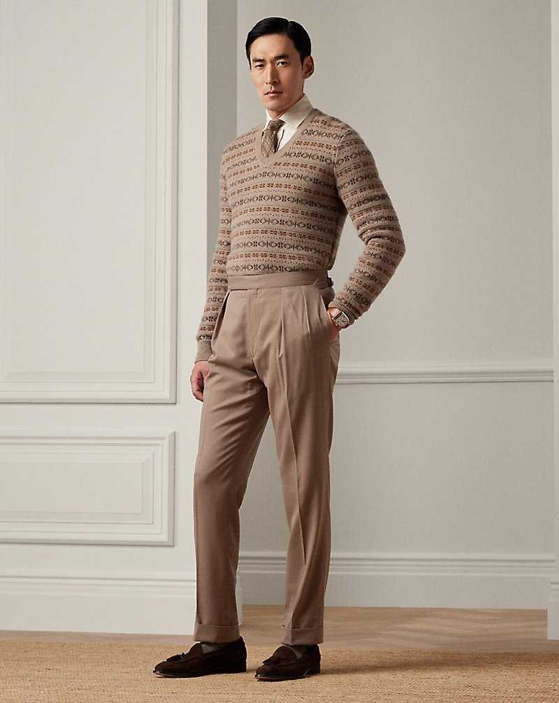 Pantalones Ralph Lauren Gregory Hand-Tailored Wool Hombre Taupe | XHDVRPY-15 - vista 1