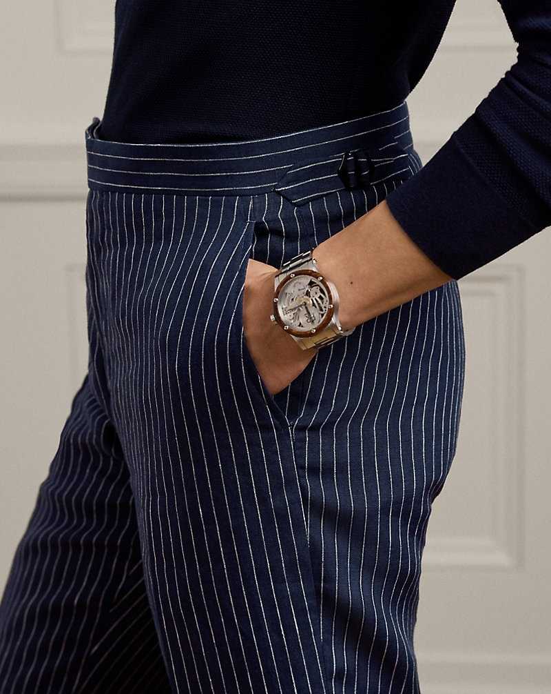 Pantalones Ralph Lauren Gregory Hand-Tailored Pinstripe Hombre Spring Navy/Cream | EXVJNDB-30 - vista 5