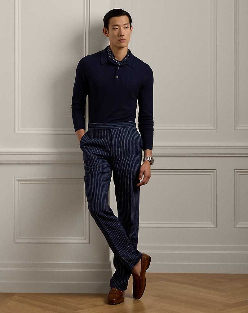 Pantalones Ralph Lauren Gregory Hand-Tailored Pinstripe Hombre Spring Navy/Cream | EXVJNDB-30 - vista 1