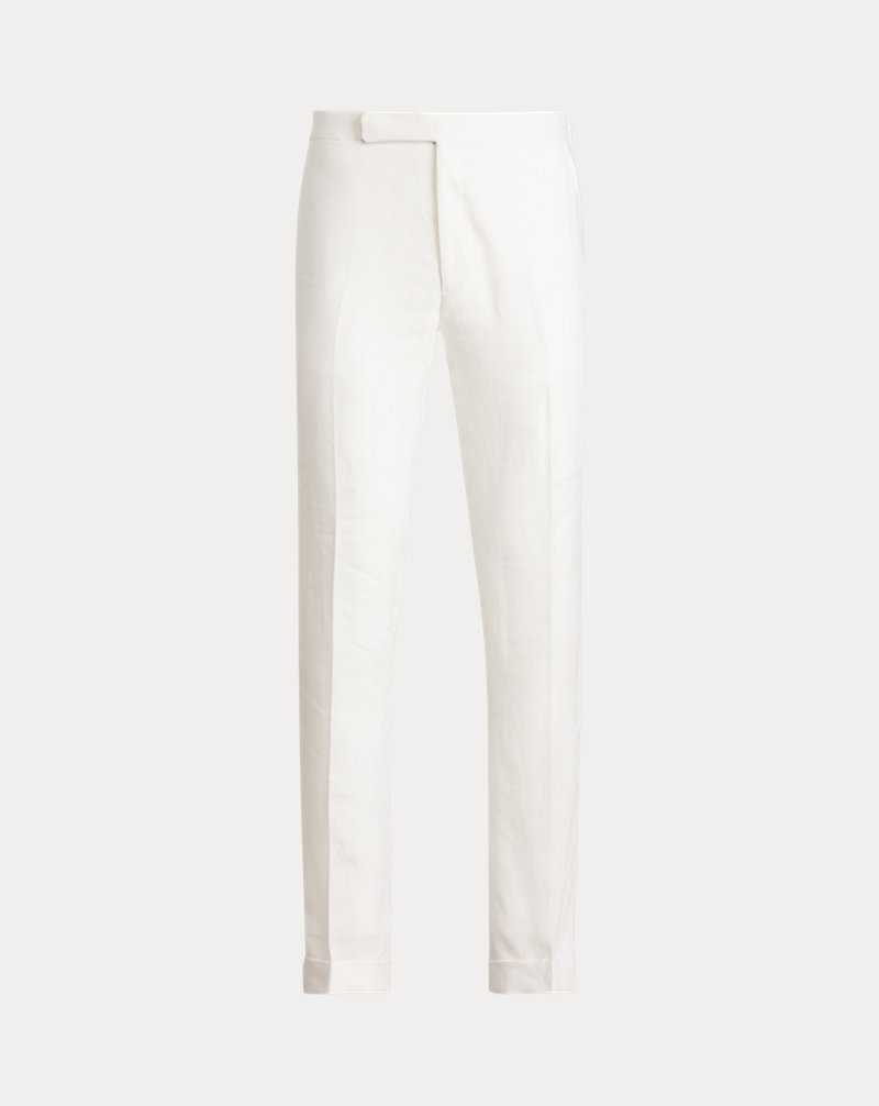 Pantalones Ralph Lauren Gregory Hand-Tailored Linen Hombre Blancos | QMWSGTL-62 - vista 2
