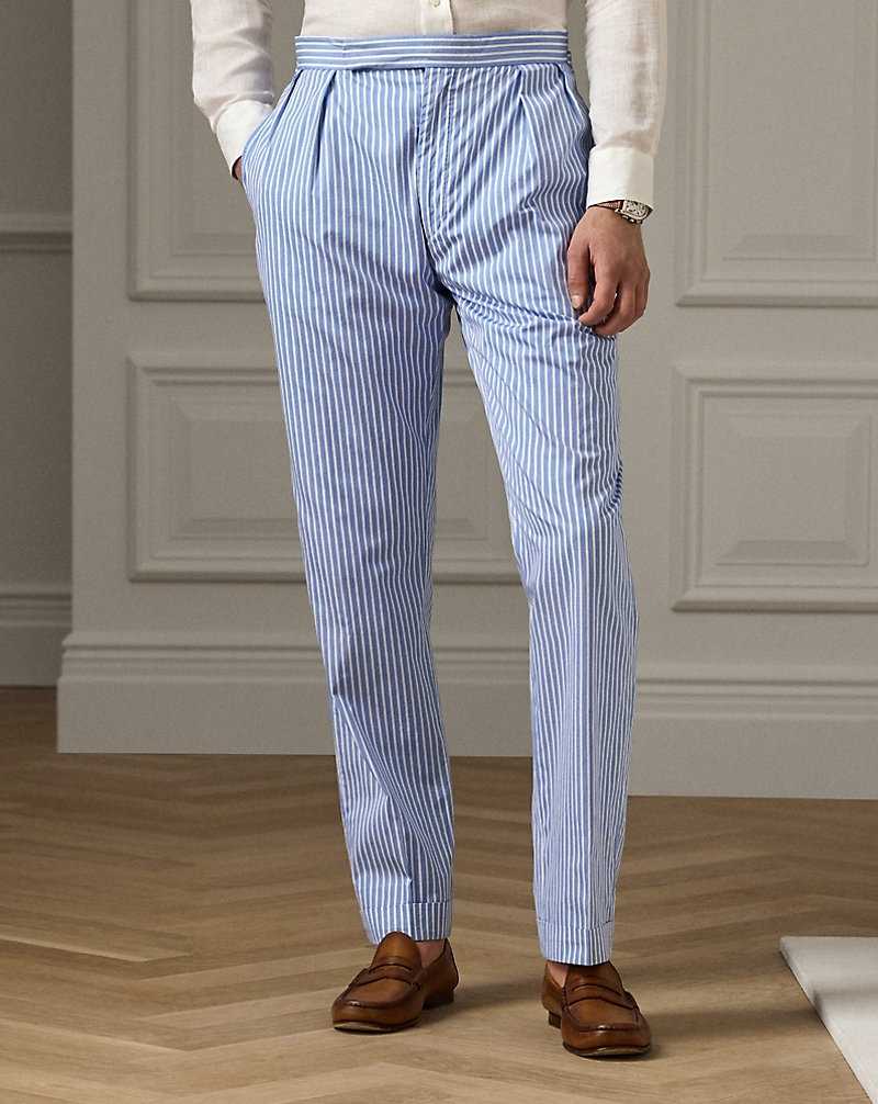 Pantalones Ralph Lauren Gregory Hand-Tailored Poplin Hombre Blue/White | HTNORBW-91 - vista 3