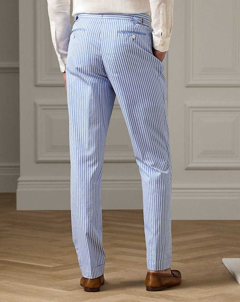 Pantalones Ralph Lauren Gregory Hand-Tailored Poplin Hombre Blue/White | HTNORBW-91 - vista 4
