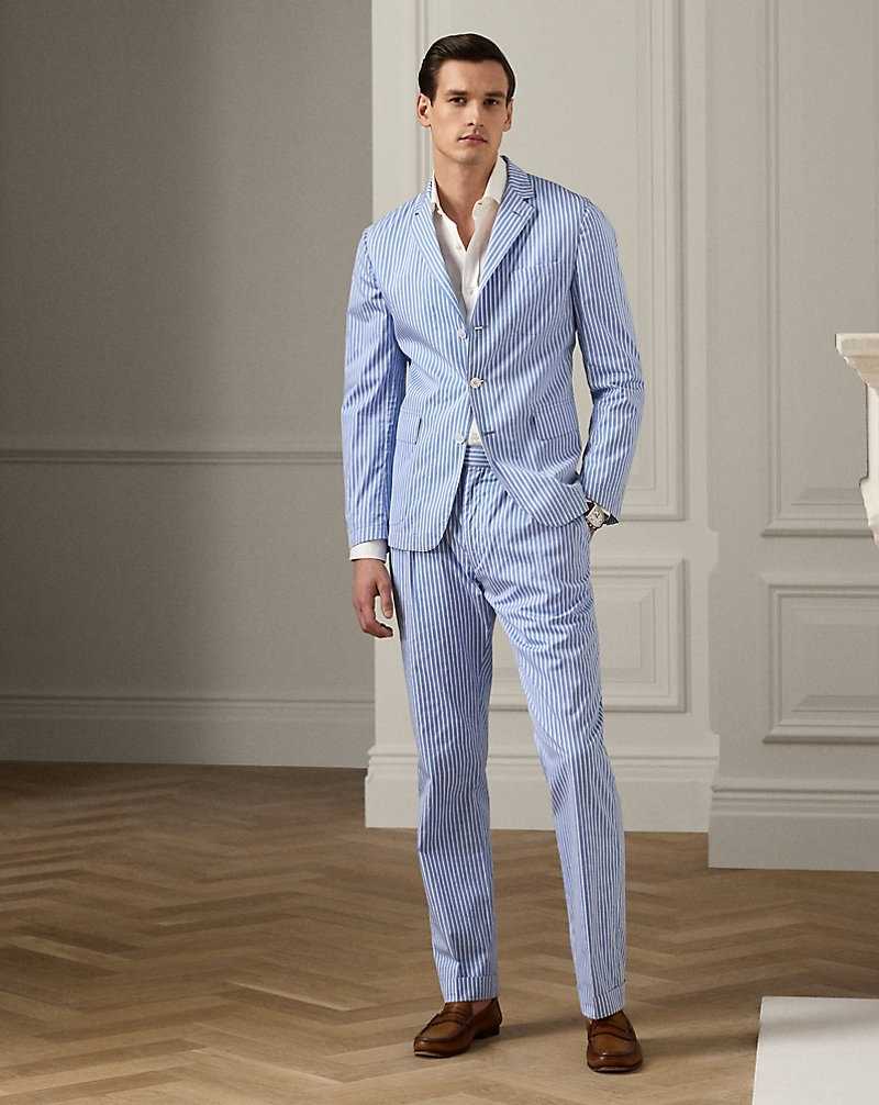 Pantalones Ralph Lauren Gregory Hand-Tailored Poplin Hombre Blue/White | HTNORBW-91 - vista 1