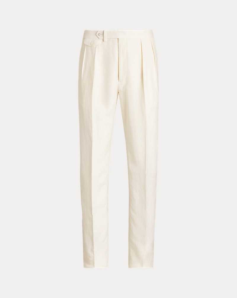 Pantalones Ralph Lauren Gregory Hand-Tailored Silk-Linen Hombre Blancos | LECPBKA-31 - vista 2