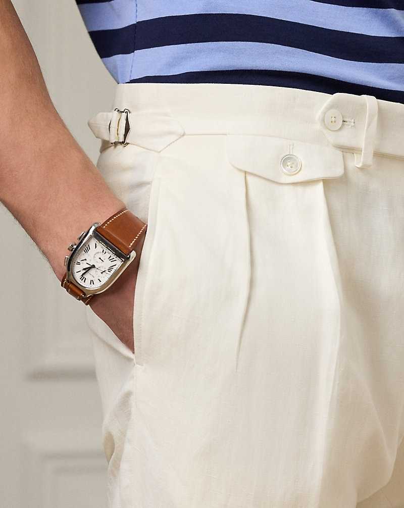 Pantalones Ralph Lauren Gregory Hand-Tailored Silk-Linen Hombre Blancos | LECPBKA-31 - vista 5