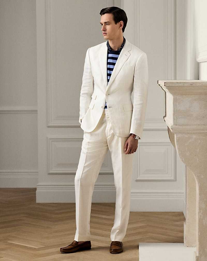 Pantalones Ralph Lauren Gregory Hand-Tailored Silk-Linen Hombre Blancos | LECPBKA-31 - vista 1