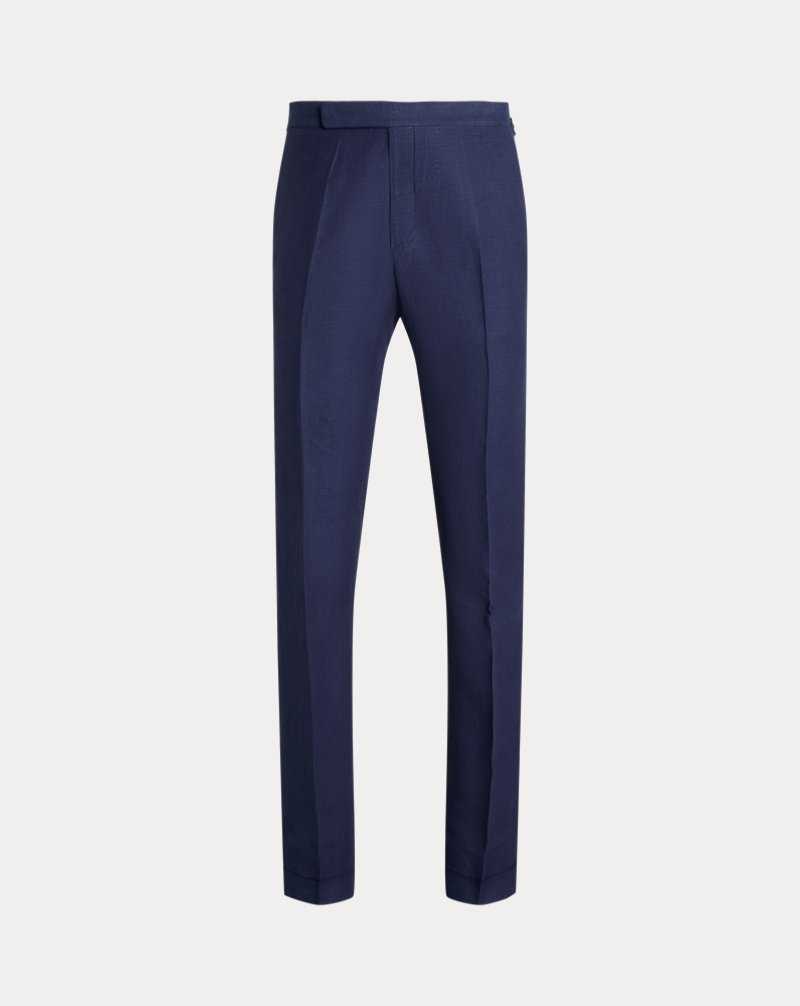 Pantalones Ralph Lauren Gregory Hand-Tailored Silk-Linen Hombre Azul Marino | WZPVREX-81 - vista 2