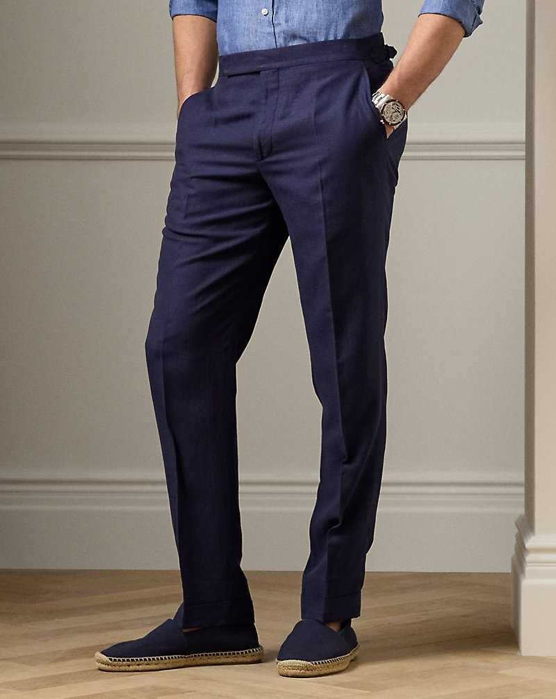Pantalones Ralph Lauren Gregory Hand-Tailored Silk-Linen Hombre Azul Marino | WZPVREX-81 - vista 3