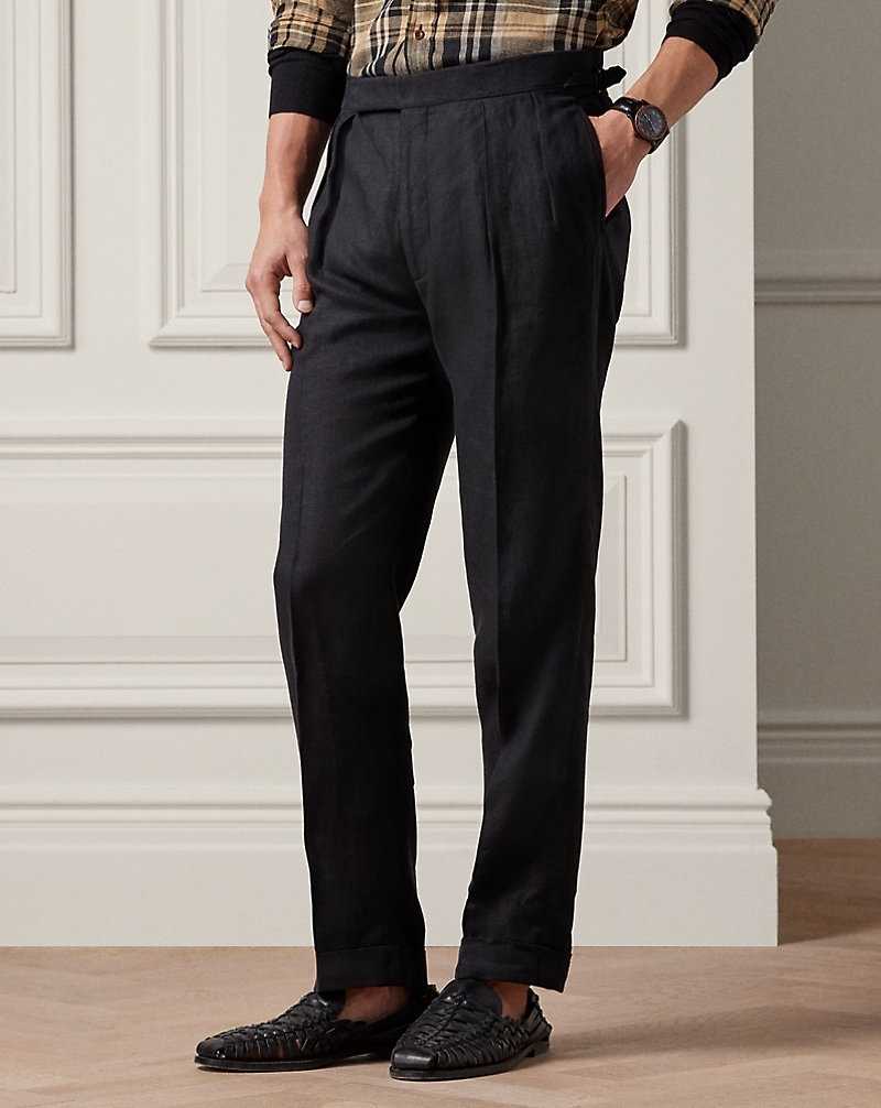 Pantalones Ralph Lauren Gregory Hand-Tailored Linen Hombre Negros | ZKQDRNI-63 - vista 3