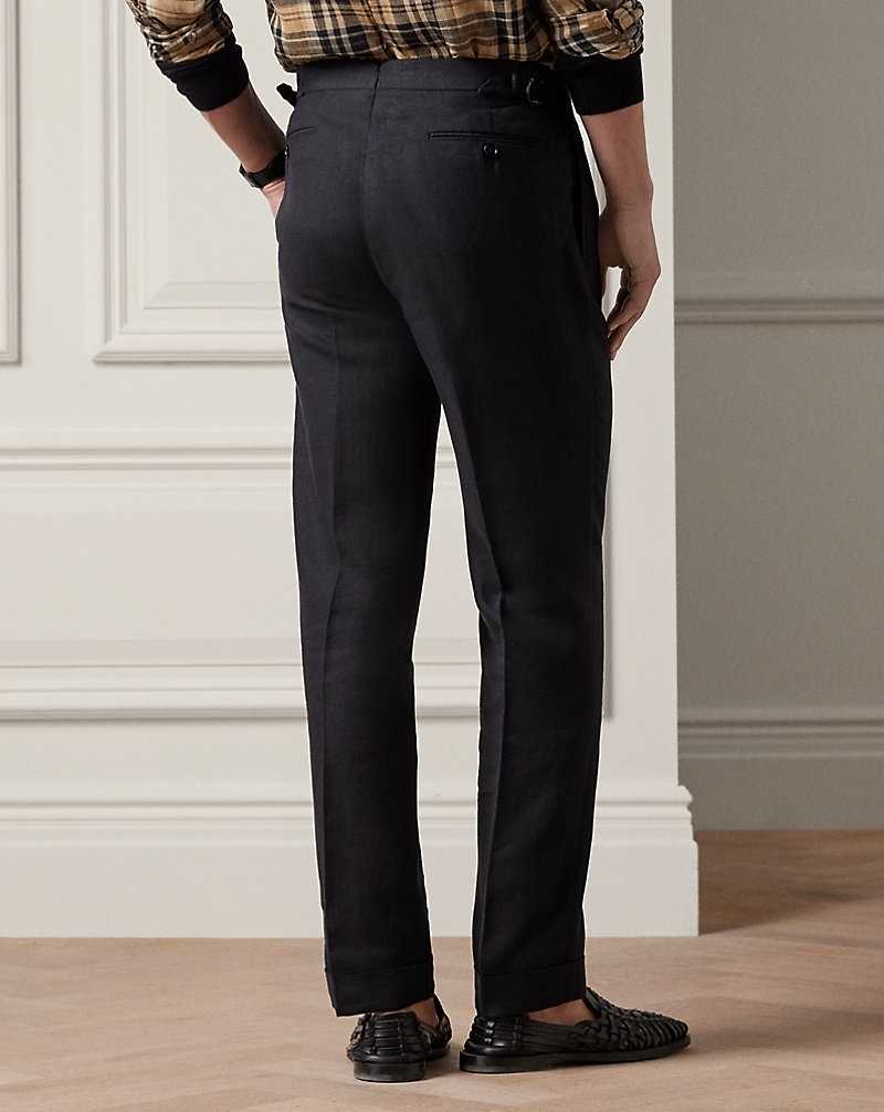 Pantalones Ralph Lauren Gregory Hand-Tailored Linen Hombre Negros | ZKQDRNI-63 - vista 4