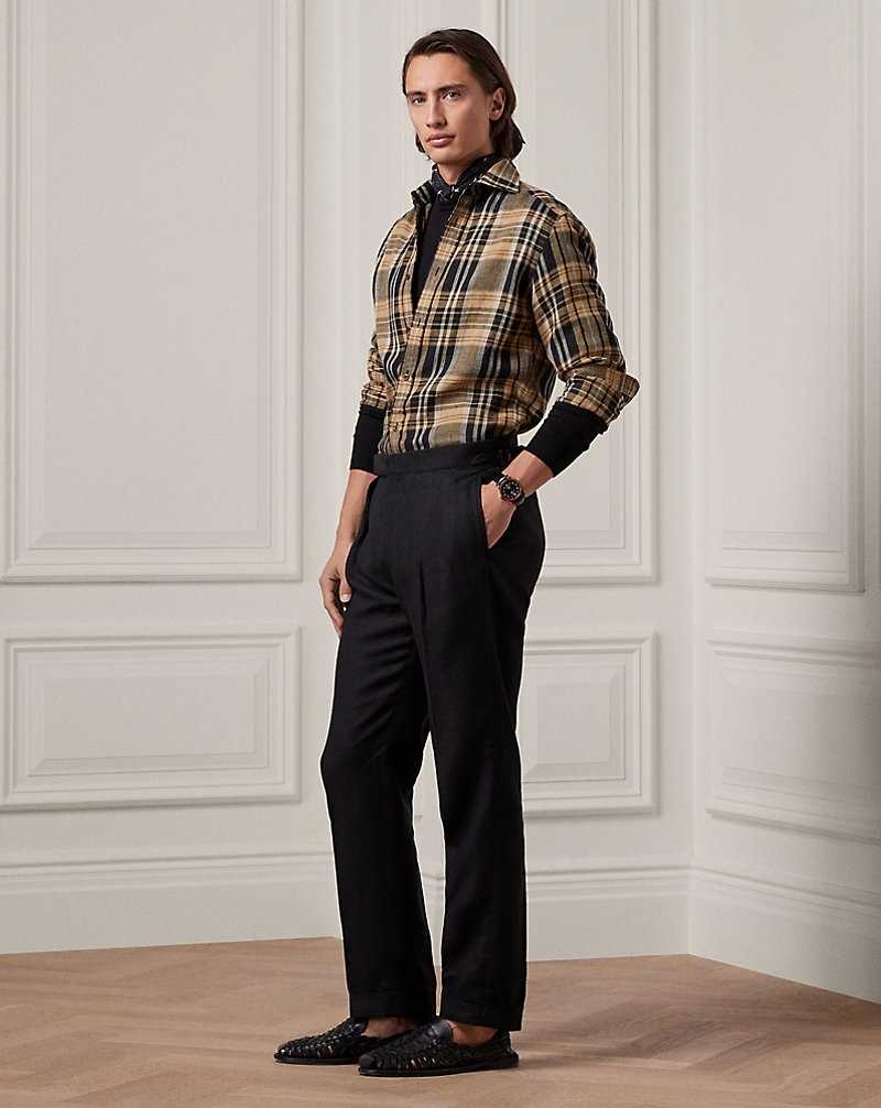 Pantalones Ralph Lauren Gregory Hand-Tailored Linen Hombre Negros | ZKQDRNI-63 - vista 1