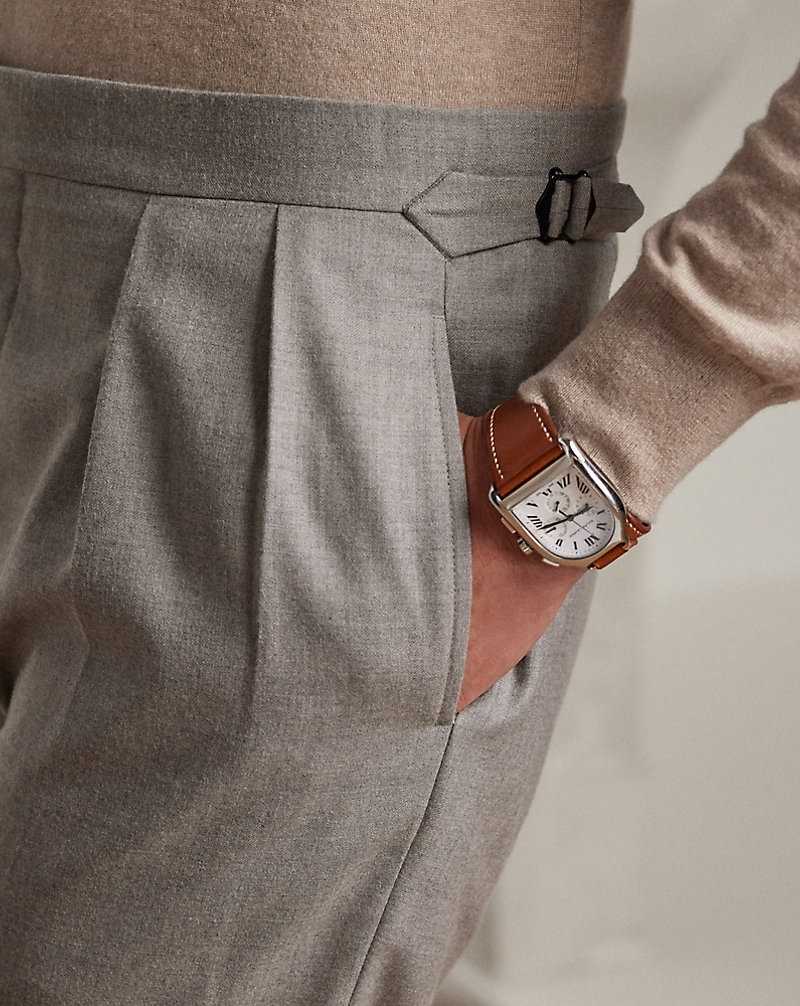 Pantalones Ralph Lauren Gregory Hand-Tailored Flannel Hombre Grises Claro | ZREWLPY-10 - vista 5