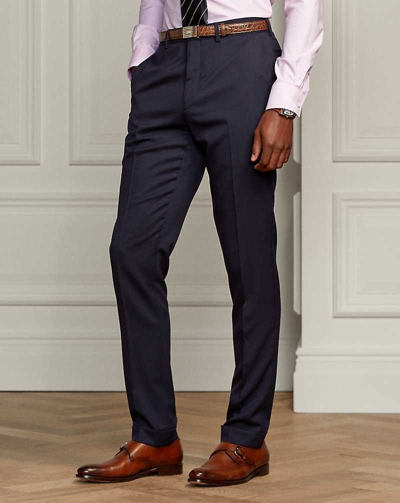 Pantalones Ralph Lauren Gregory Handmade Wool Gabardine Hombre Azul Marino Oscuro | KDUBQSY-84 - vista 3