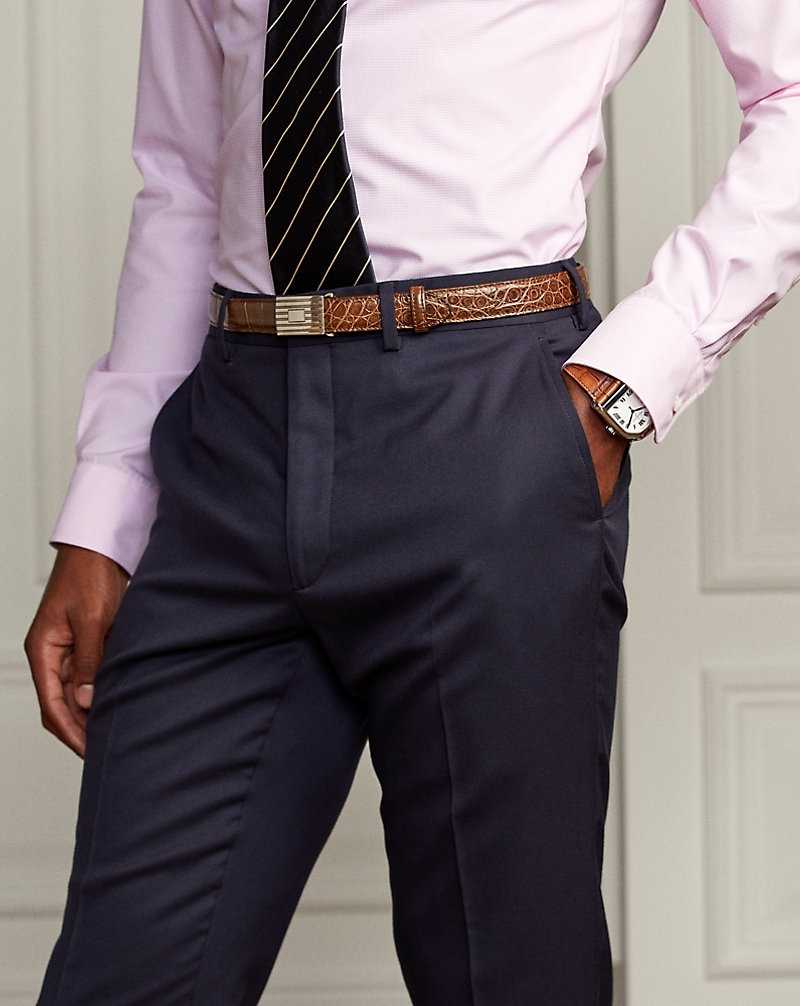 Pantalones Ralph Lauren Gregory Handmade Wool Gabardine Hombre Azul Marino Oscuro | KDUBQSY-84 - vista 5