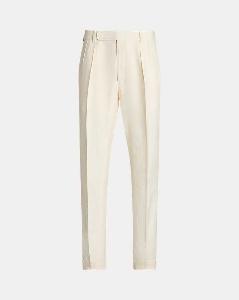 Pantalones Ralph Lauren Hand-Tailored Linen-Silk Hombre Creme | MDAWNCS-97 - vista 2