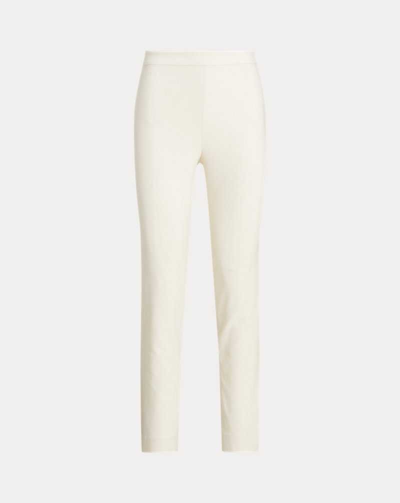 Pantalones Ralph Lauren High-Rise Cotton-Blend Cropped Mujer Creme | LSTAMBK-73 - vista 2