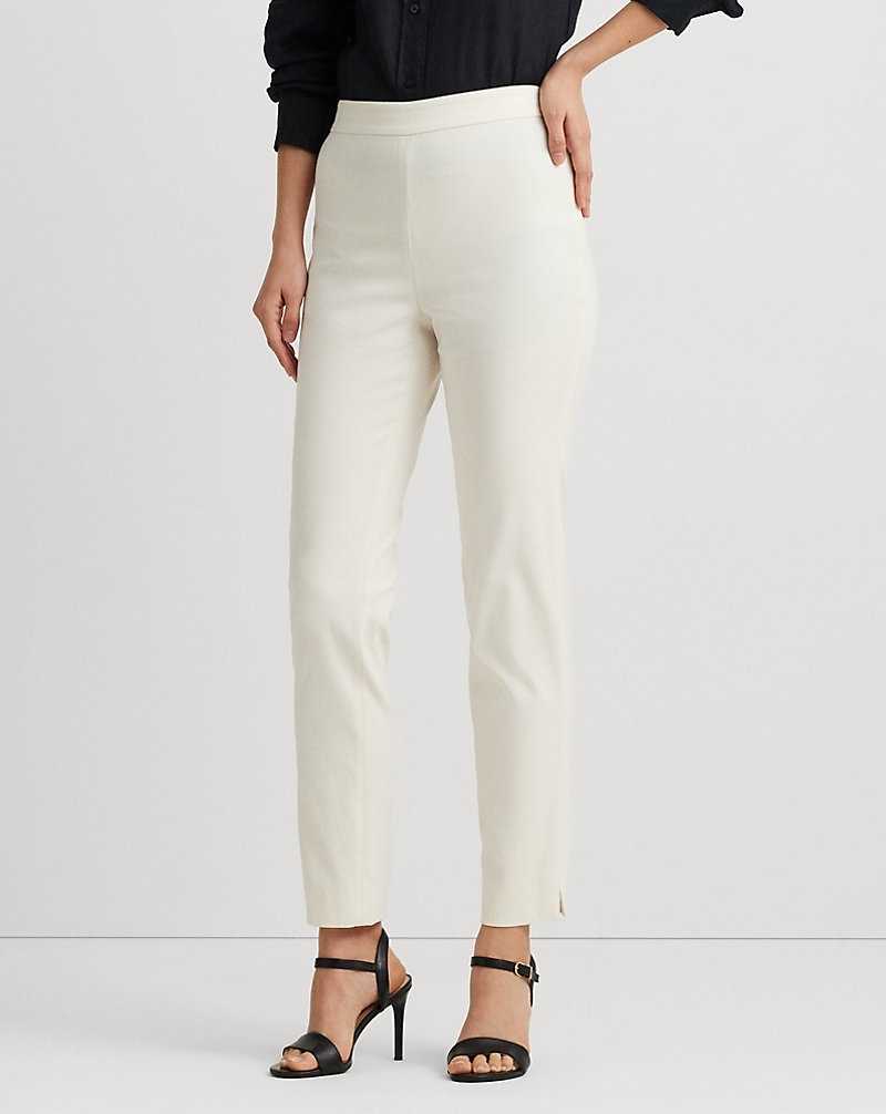 Pantalones Ralph Lauren High-Rise Cotton-Blend Cropped Mujer Creme | LSTAMBK-73 - vista 3