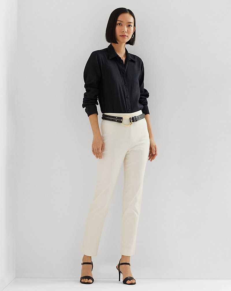 Pantalones Ralph Lauren High-Rise Cotton-Blend Cropped Mujer Creme | LSTAMBK-73 - vista 1