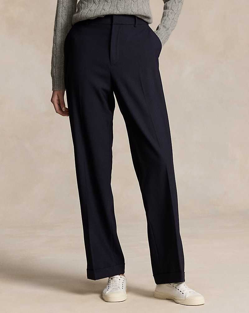 Pantalones Ralph Lauren High-Rise Relaxed Straight Mujer Azul Marino | WXKVPCN-18 - vista 3