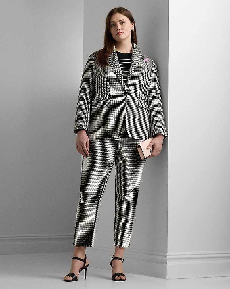 Pantalones Ralph Lauren Houndstooth Twill Cropped Mujer Creme | MLPGURD-03 - vista 1