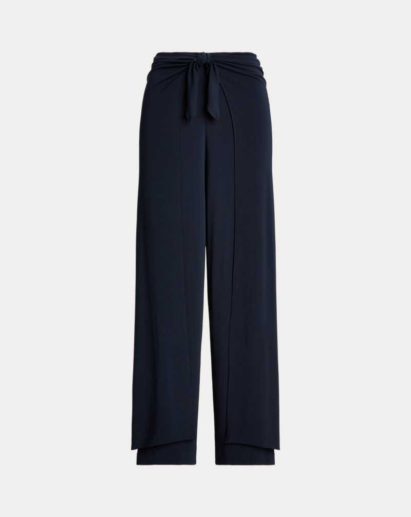 Pantalones Ralph Lauren Jersey Wide-Leg Wrap Mujer Azul Marino | IVJTDFP-98 - vista 2