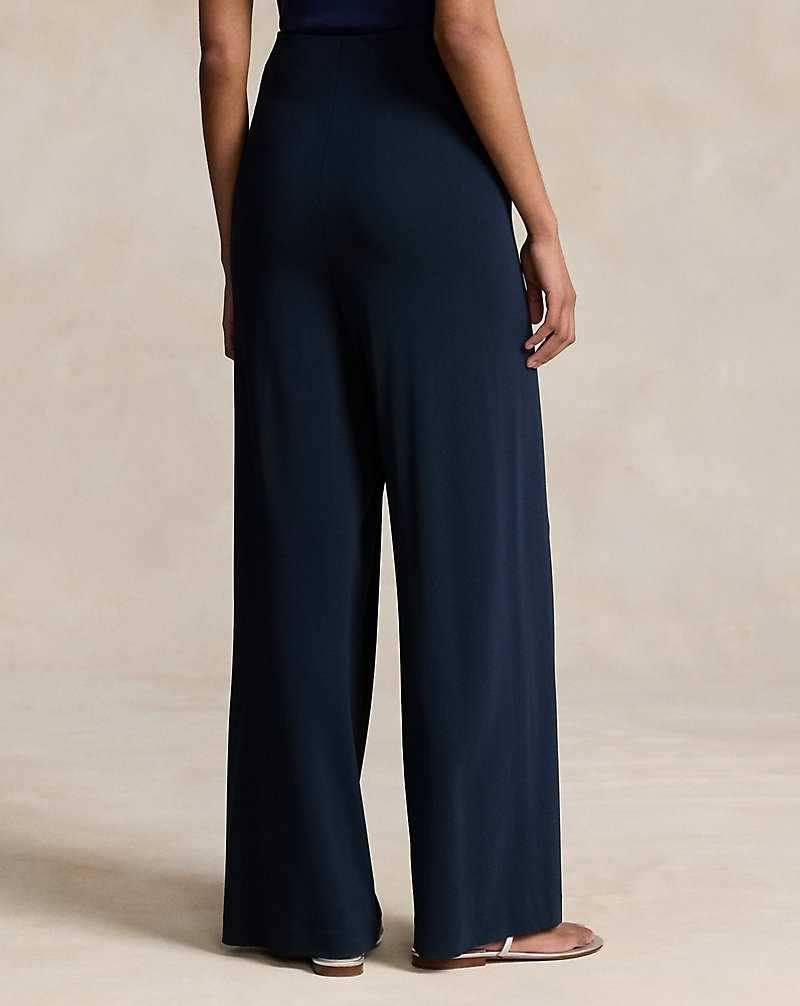Pantalones Ralph Lauren Jersey Wide-Leg Wrap Mujer Azul Marino | IVJTDFP-98 - vista 4