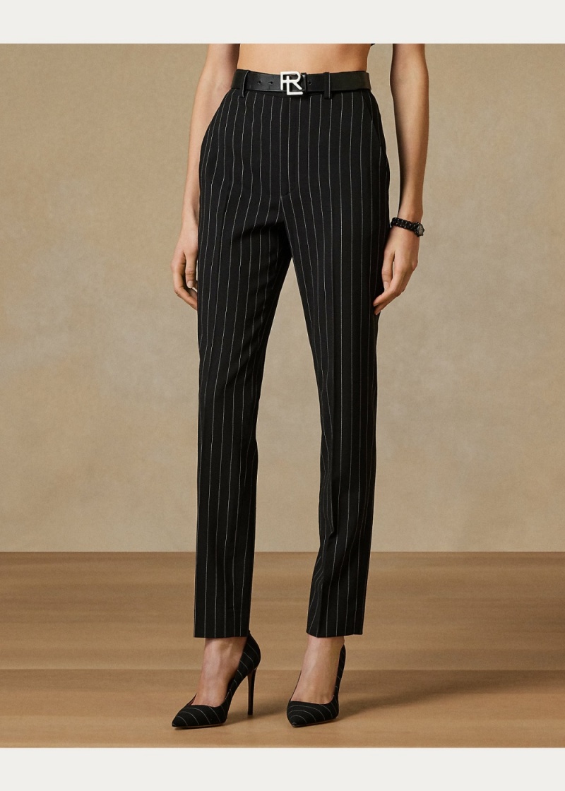 Pantalones Khloe Pinstripe Lana Mujer Creme | SKDN78691 - vista 3