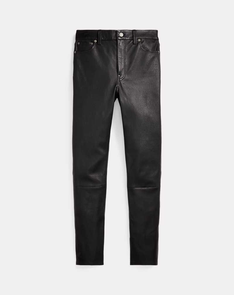 Pantalones Ralph Lauren Lambskin 5-Pocket Super-Slim Mujer Negros | IYNGKTM-92 - vista 2