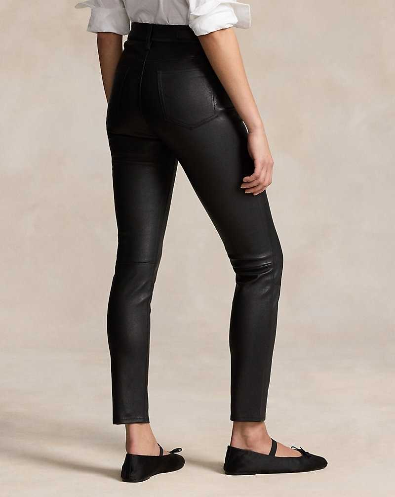 Pantalones Ralph Lauren Lambskin 5-Pocket Super-Slim Mujer Negros | IYNGKTM-92 - vista 4