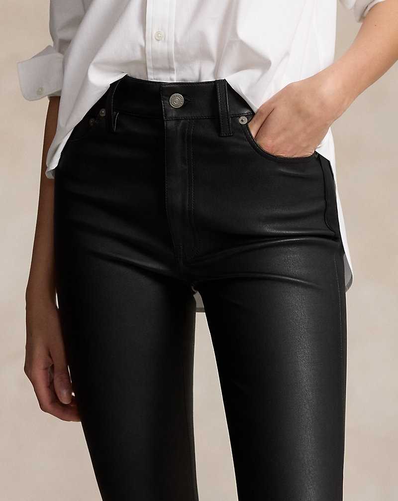 Pantalones Ralph Lauren Lambskin 5-Pocket Super-Slim Mujer Negros | IYNGKTM-92 - vista 5