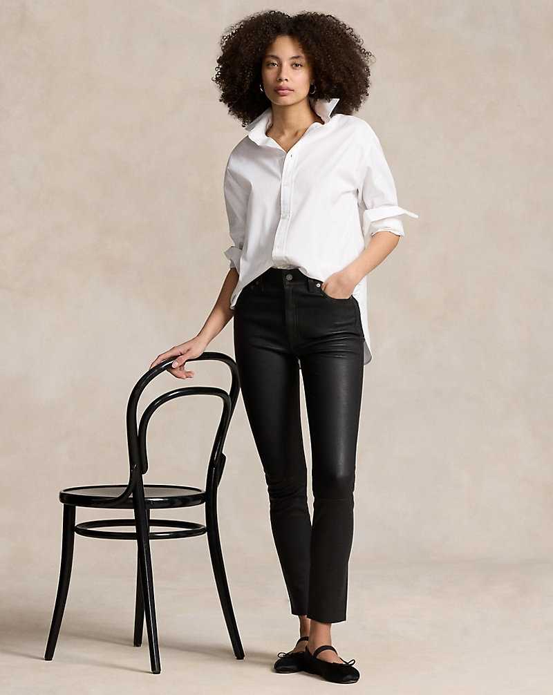 Pantalones Ralph Lauren Lambskin 5-Pocket Super-Slim Mujer Negros | IYNGKTM-92 - vista 1
