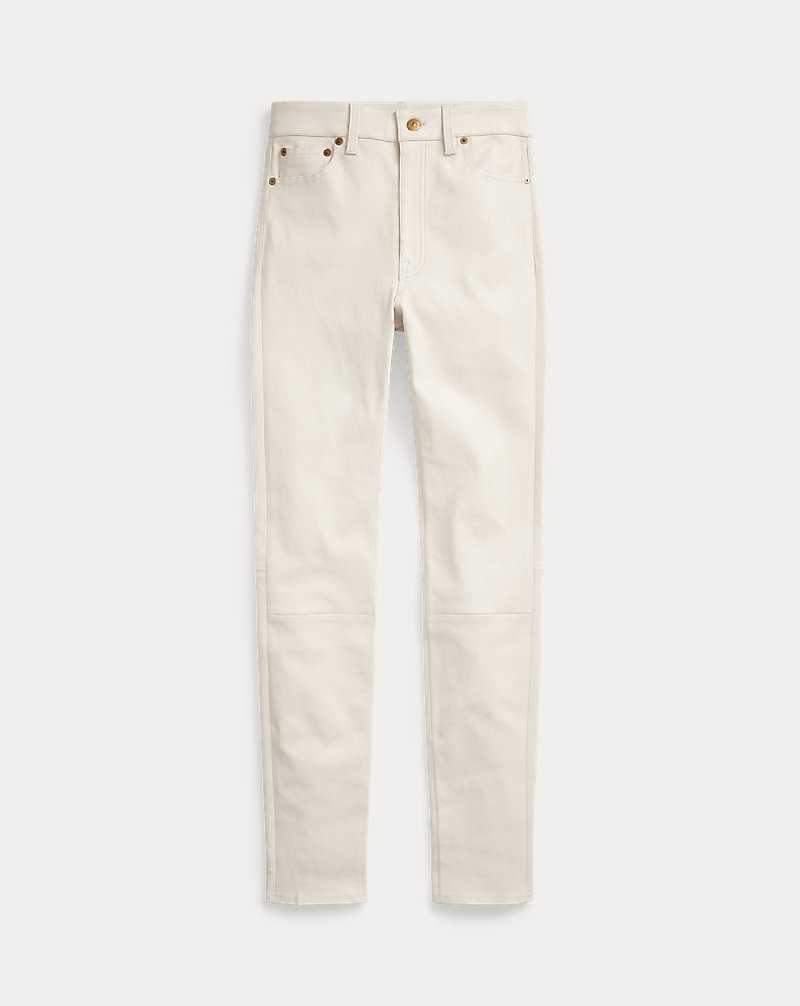 Pantalones Ralph Lauren Lambskin 5-Pocket Super-Slim Mujer Blancos | TZXPRUL-90 - vista 2