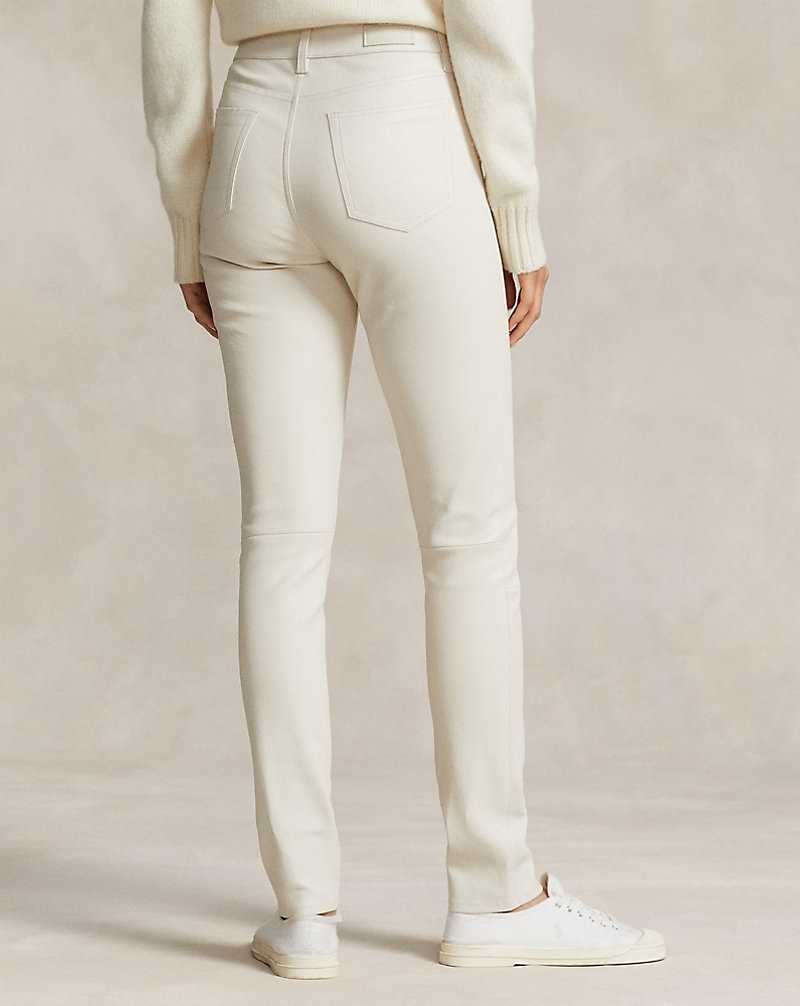 Pantalones Ralph Lauren Lambskin 5-Pocket Super-Slim Mujer Blancos | TZXPRUL-90 - vista 5