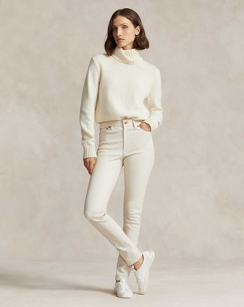 Pantalones Ralph Lauren Lambskin 5-Pocket Super-Slim Mujer Blancos | TZXPRUL-90 - vista 1