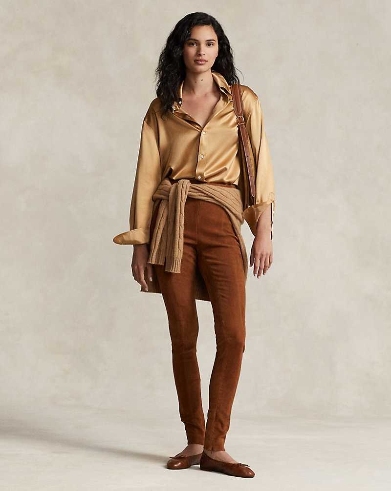 Pantalones Ralph Lauren Lambskin Suede Mujer Cinnamon | GELIAVZ-65 - vista 1
