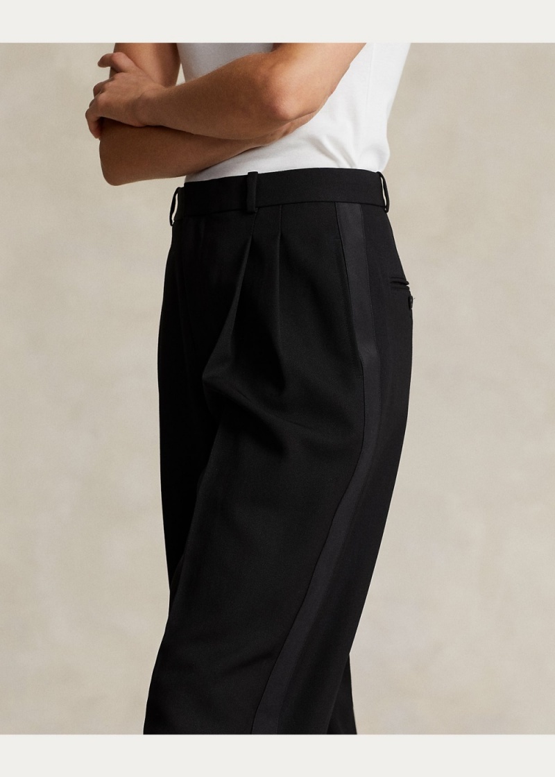 Pantalones Lana Anchos-Leg Tuxedo Pant Mujer Negros | DBVJ89625 - vista 3