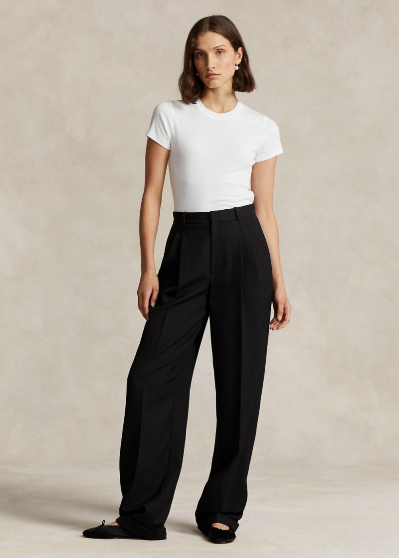 Pantalones Lana Anchos-Leg Tuxedo Pant Mujer Negros | DBVJ89625 - vista 1