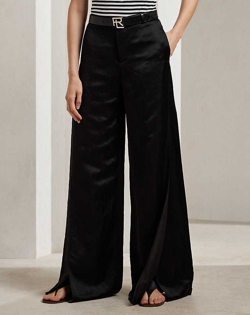 Pantalones Ralph Lauren Leora Linen-Blend Mujer Negros | BDCYWVA-23 - vista 3