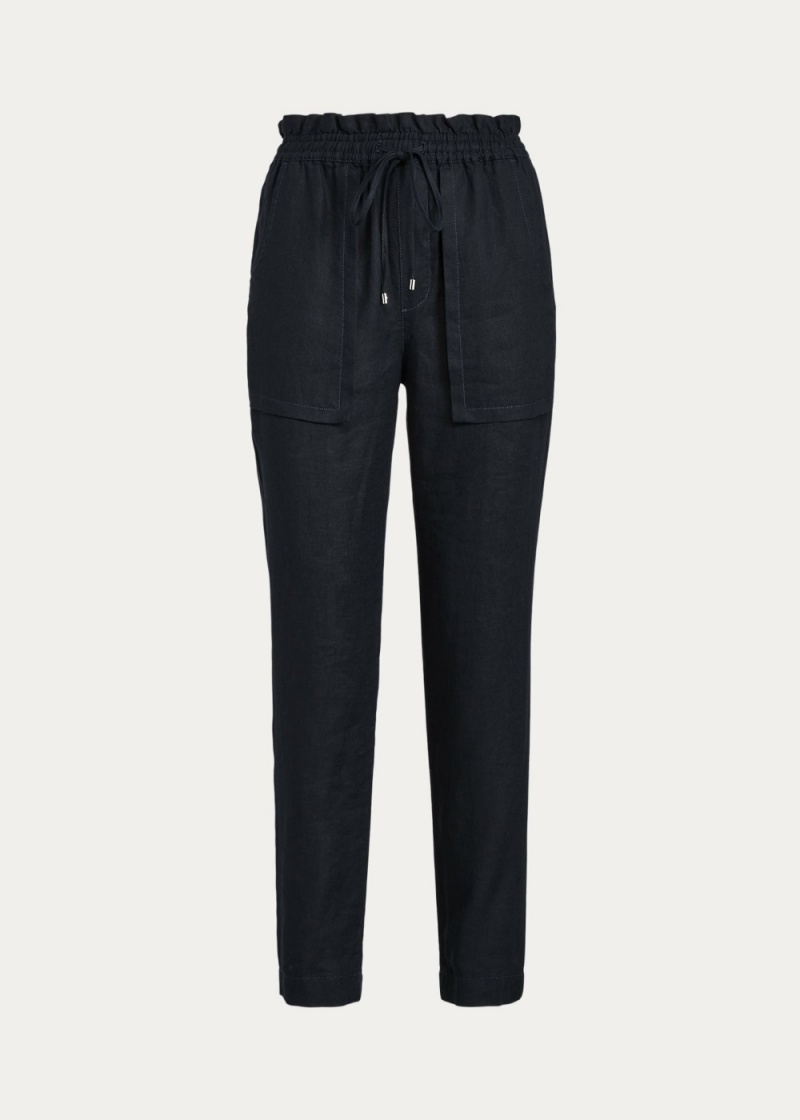 Pantalones Linen Ankle Mujer Azul Marino | KUBO81924 - vista 2