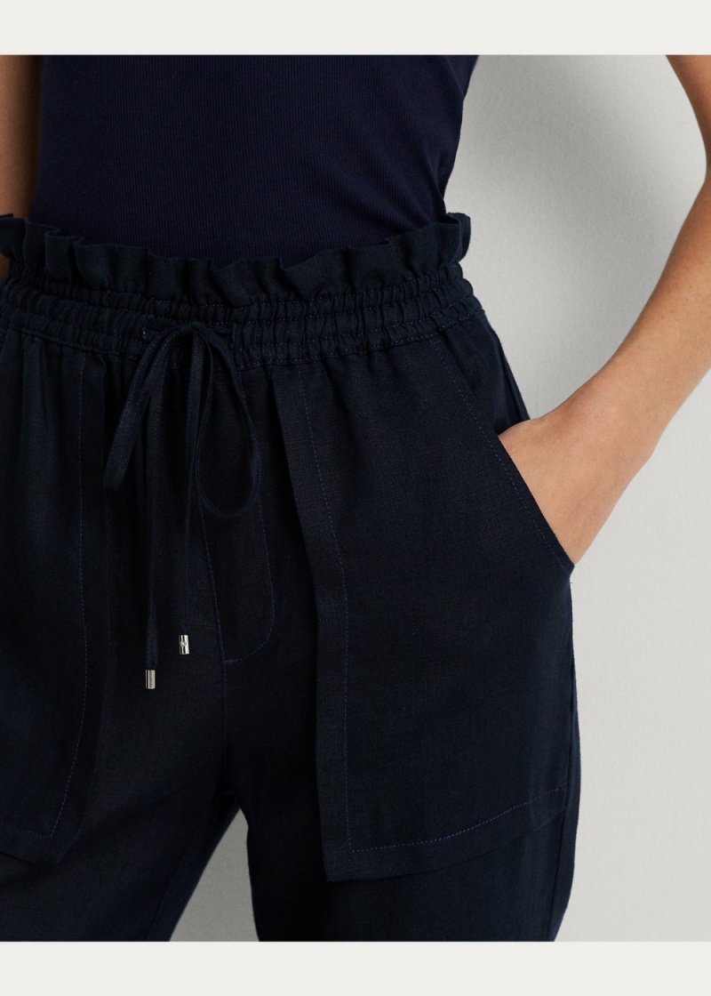 Pantalones Linen Ankle Mujer Azul Marino | KUBO81924 - vista 3