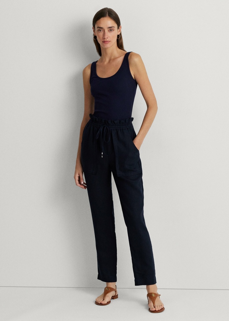 Pantalones Linen Ankle Mujer Azul Marino | KUBO81924 - vista 1
