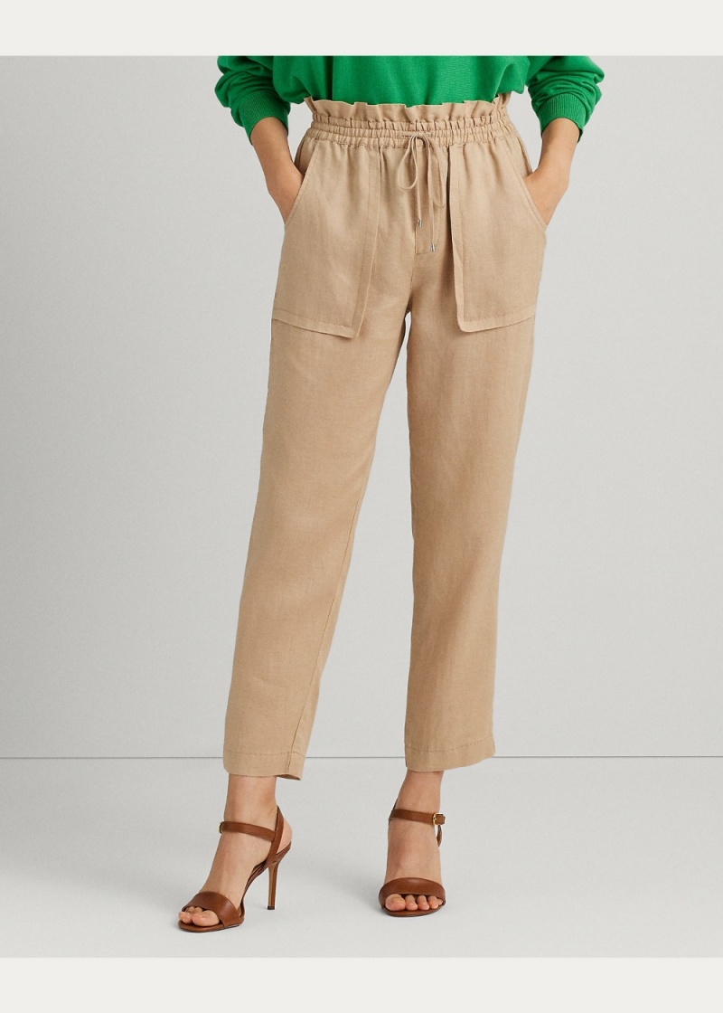 Pantalones Linen Ankle Mujer Marrom | KBDL08492 - vista 3