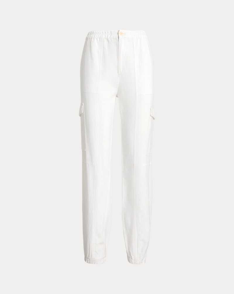Pantalones Ralph Lauren Linen Cargo Ankle Mujer Blancos | GDFRHCI-20 - vista 2