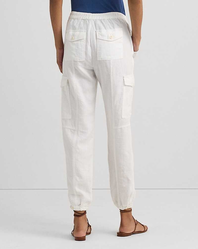 Pantalones Ralph Lauren Linen Cargo Ankle Mujer Blancos | GDFRHCI-20 - vista 4