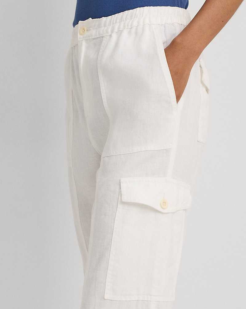 Pantalones Ralph Lauren Linen Cargo Ankle Mujer Blancos | GDFRHCI-20 - vista 5
