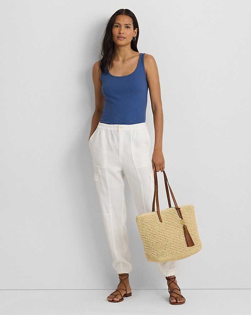 Pantalones Ralph Lauren Linen Cargo Ankle Mujer Blancos | GDFRHCI-20 - vista 1