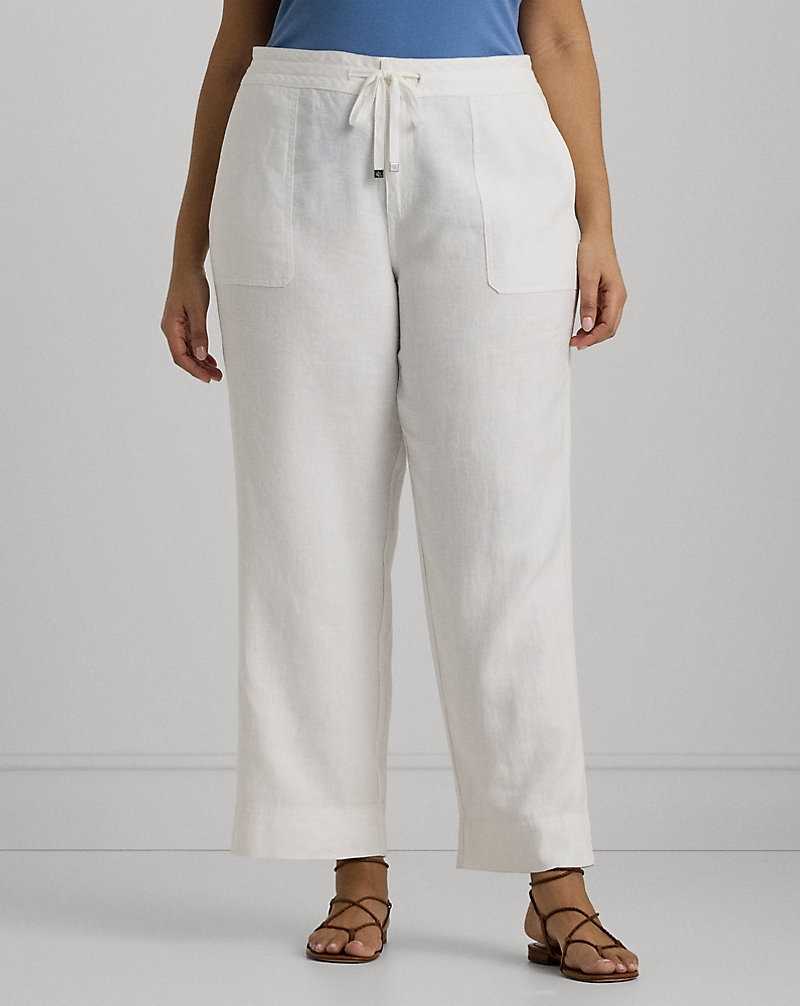 Pantalones Ralph Lauren Linen Drawcord Mujer Blancos | RBGSADQ-56 - vista 3