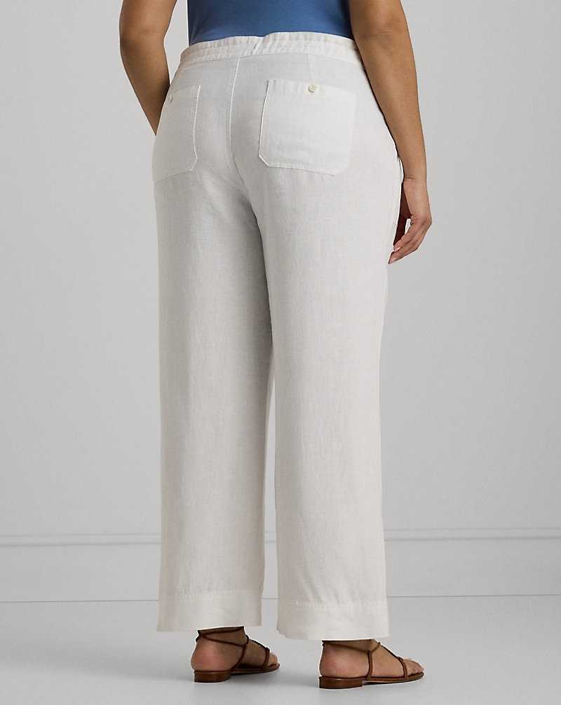 Pantalones Ralph Lauren Linen Drawcord Mujer Blancos | RBGSADQ-56 - vista 4